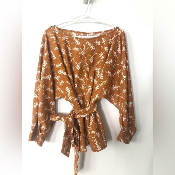 Anthropologie Mustard Wrap top. - Picture 3 of 7